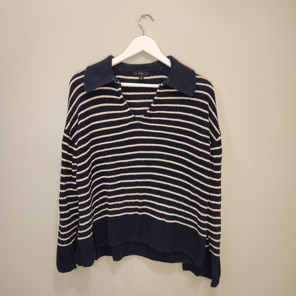J Crew Sweater Relaxed Slouchy Nautical Preppy Coastal Grandma Layering - Size M